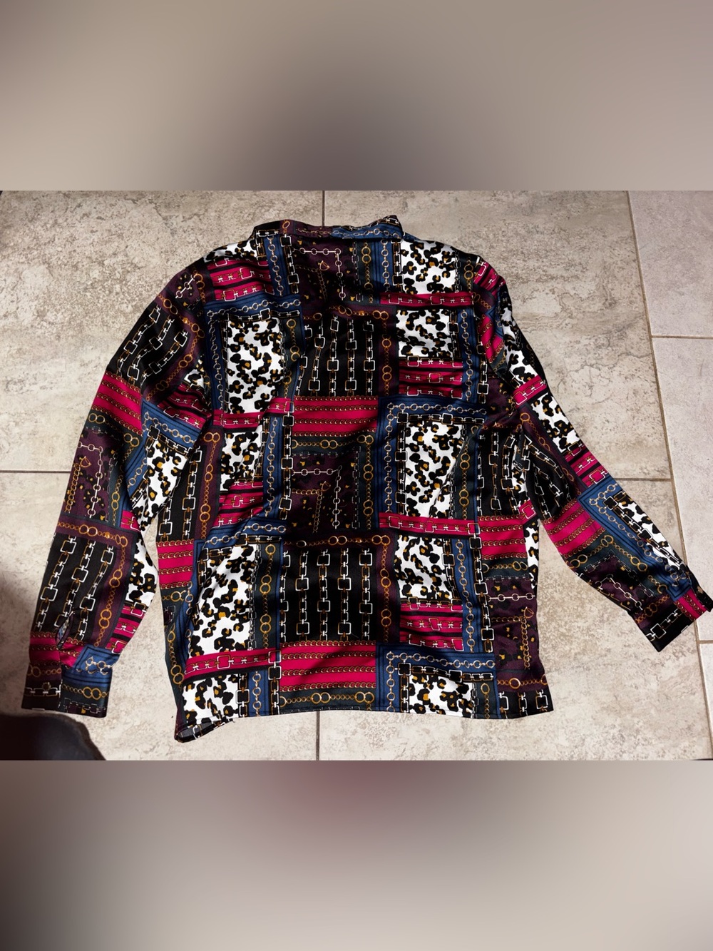 Marc New York Multicolor Chain & Leopard Print Blouse